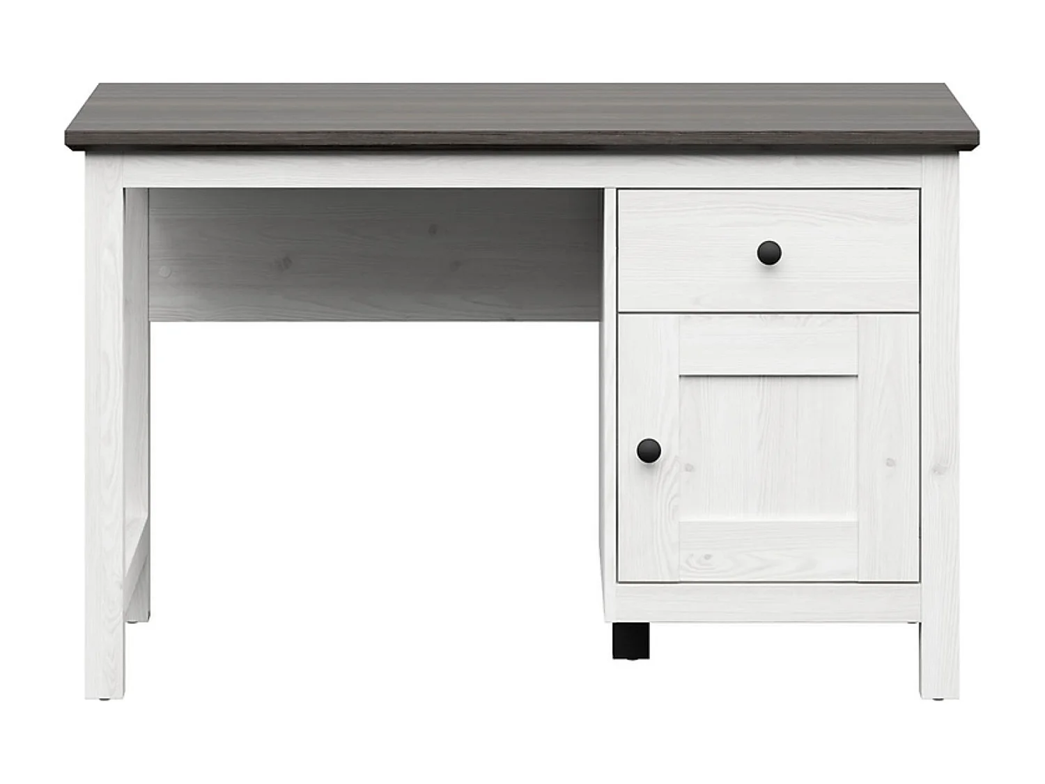 Bureau avec portes et tiroir coloris Gris Mélèze clair / Pin larico - Longueur 120 x Profondeur 60 x Hauteur 75 cm