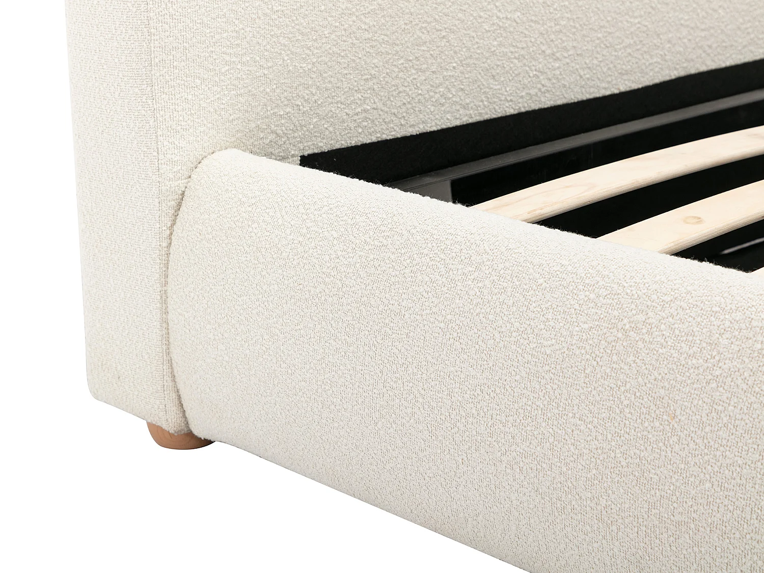 Lit coffre 140 x 200 cm - Tissu bouclette - Blanc - VANARI