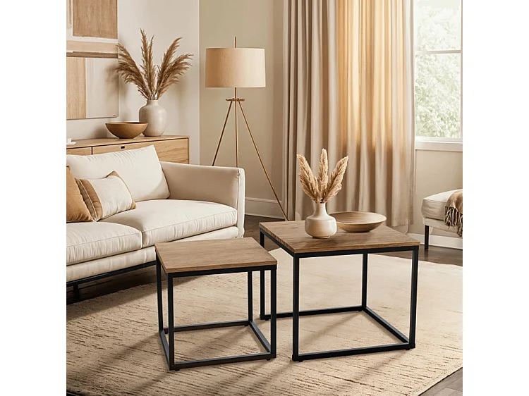Ensemble de tables basses Carmi Chêne Doré / Noir