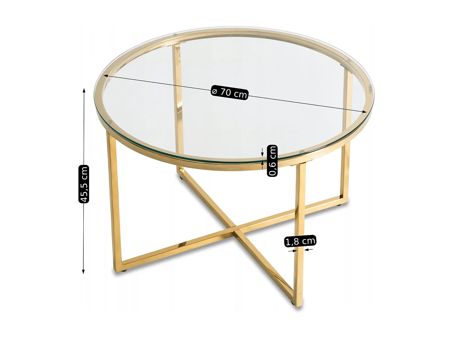 Salontafel Flip Transparant / Goud