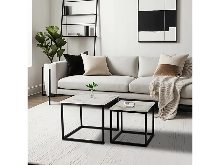 Ensemble de tables basses Ori Marbre Blanc