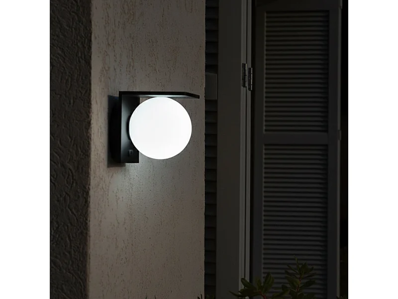 Applique murale solaire BOLLY noir sensor H14cm