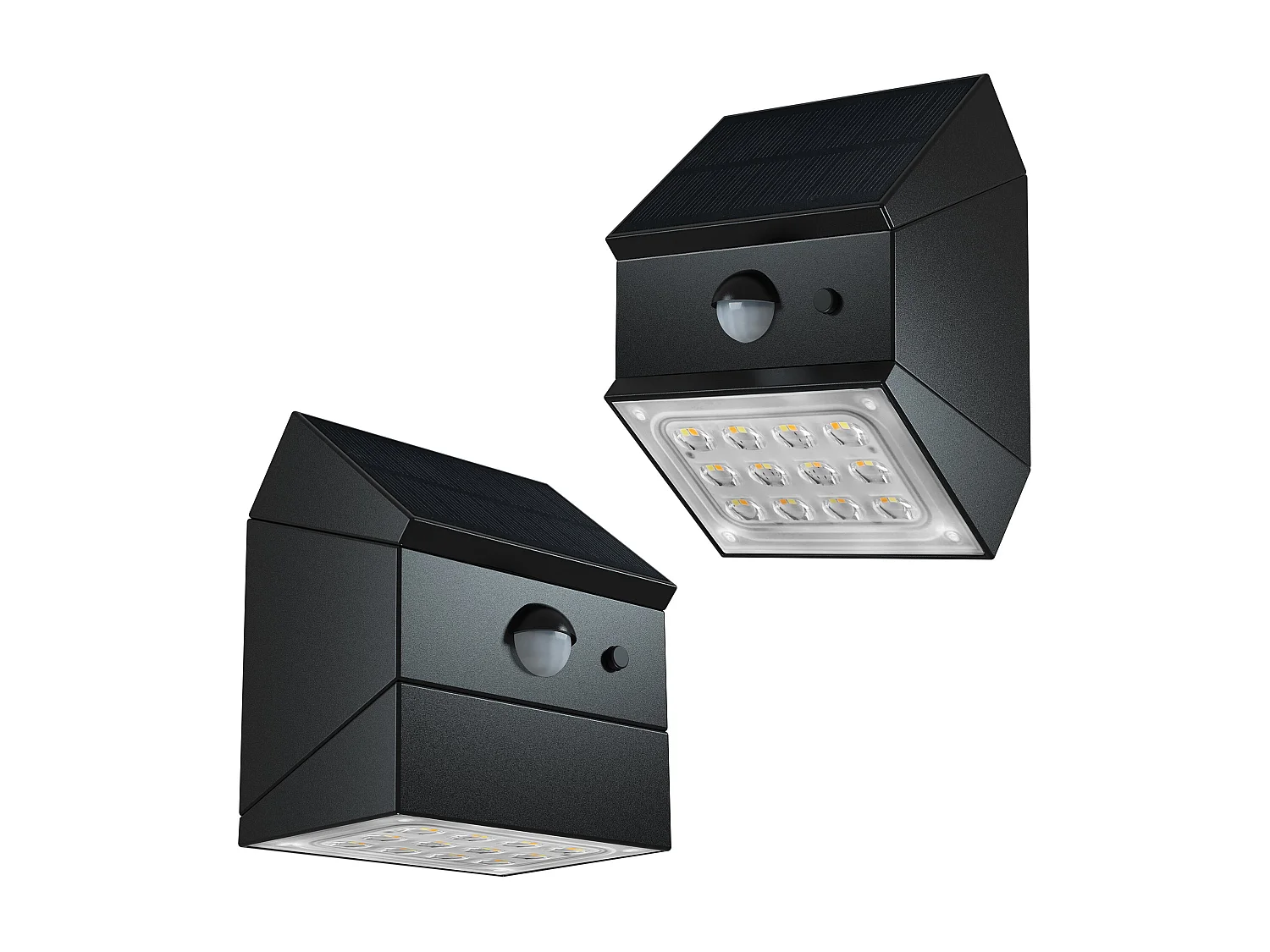 2 appliques murales solaires LUMICUBE Noir Plastique H9.48cm