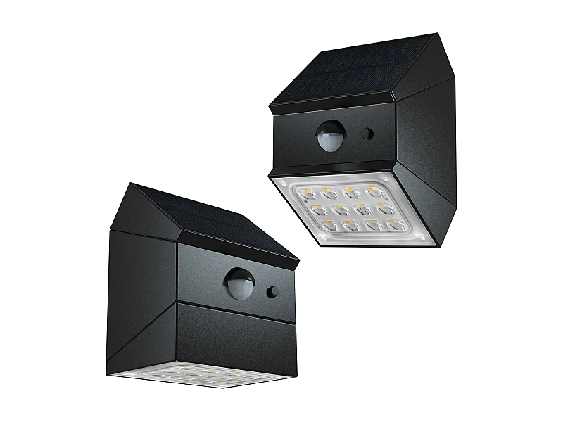 2 appliques murales solaires LUMICUBE Noir Plastique H9.48cm