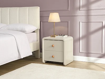 Comodino con 2 cassetti Beige - SELORINA