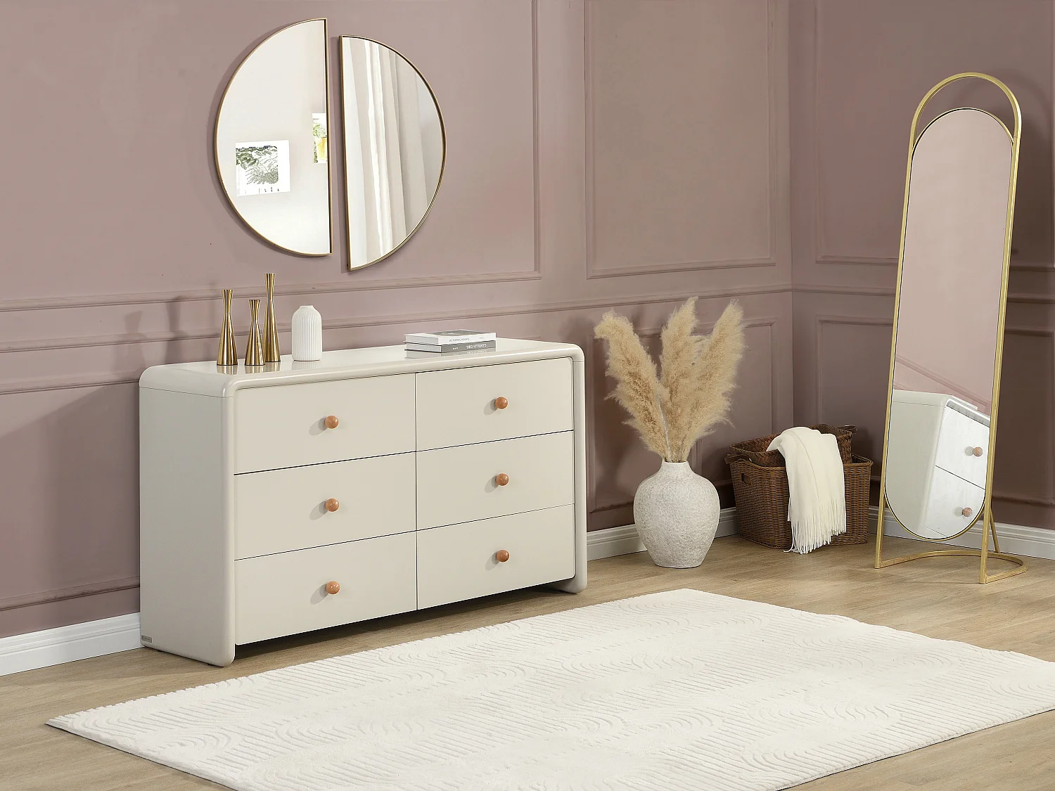 Commode avec 6 tiroirs - Beige - SELORINA