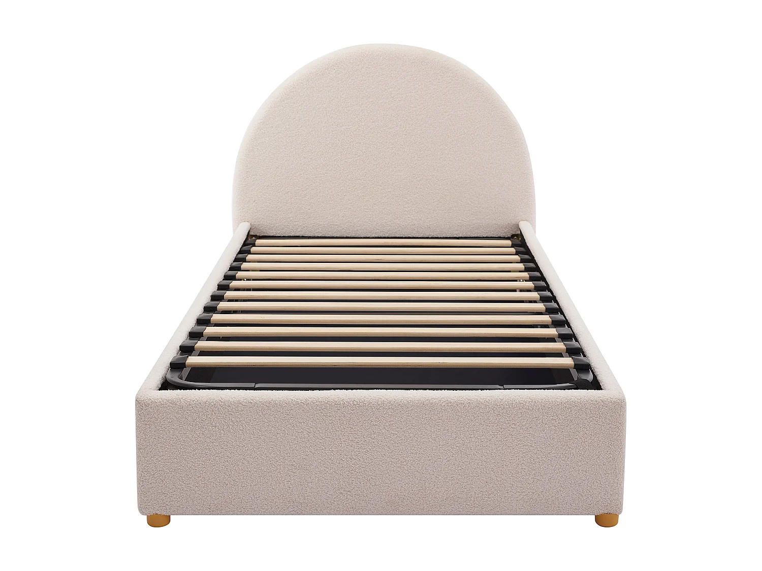 Lit coffre 90 x 200 cm - Tissu bouclette - Crème - LIRIMO