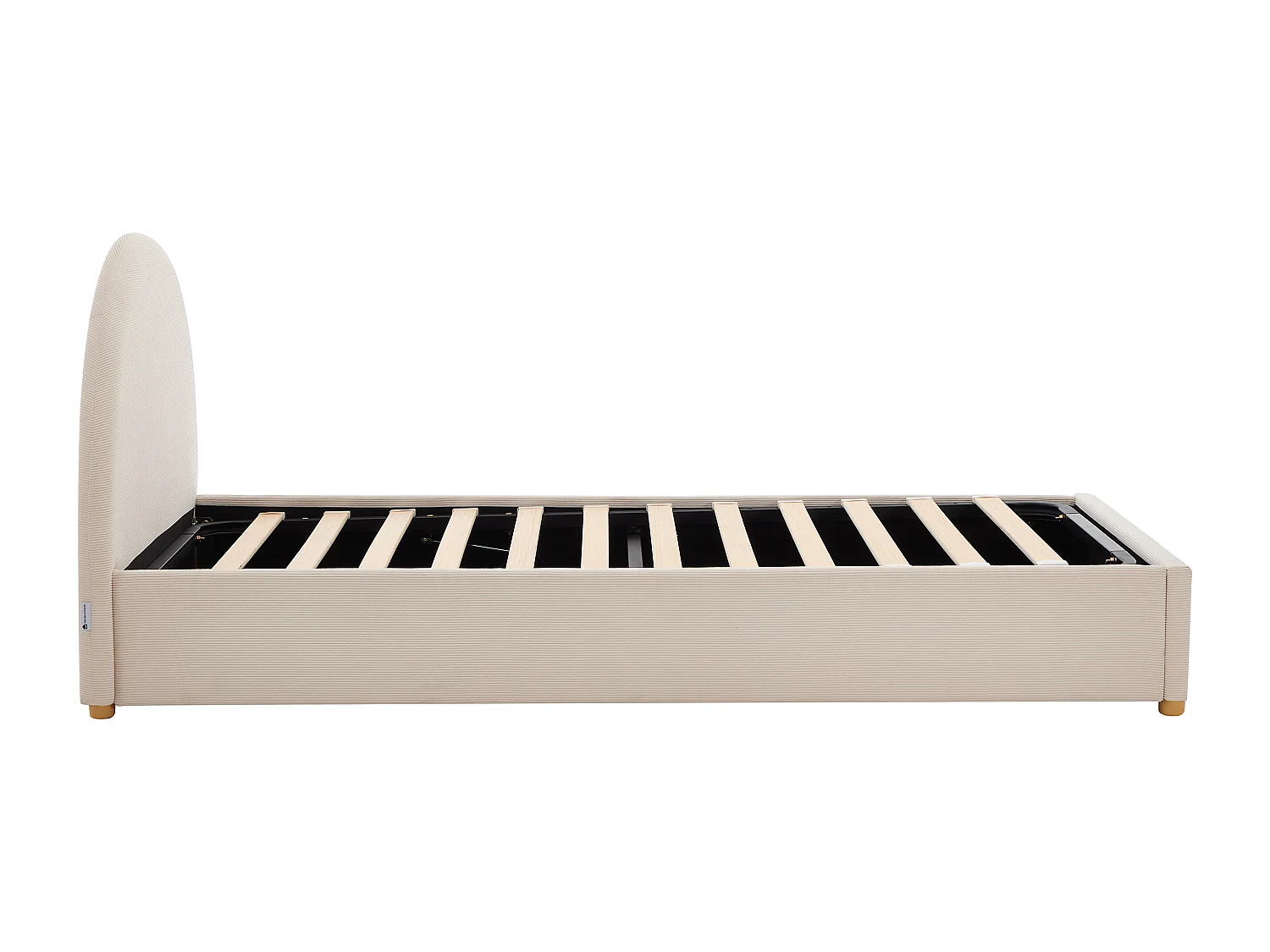 Lit coffre 90 x 200 cm - Velours côtelé - Beige - LIRIMO