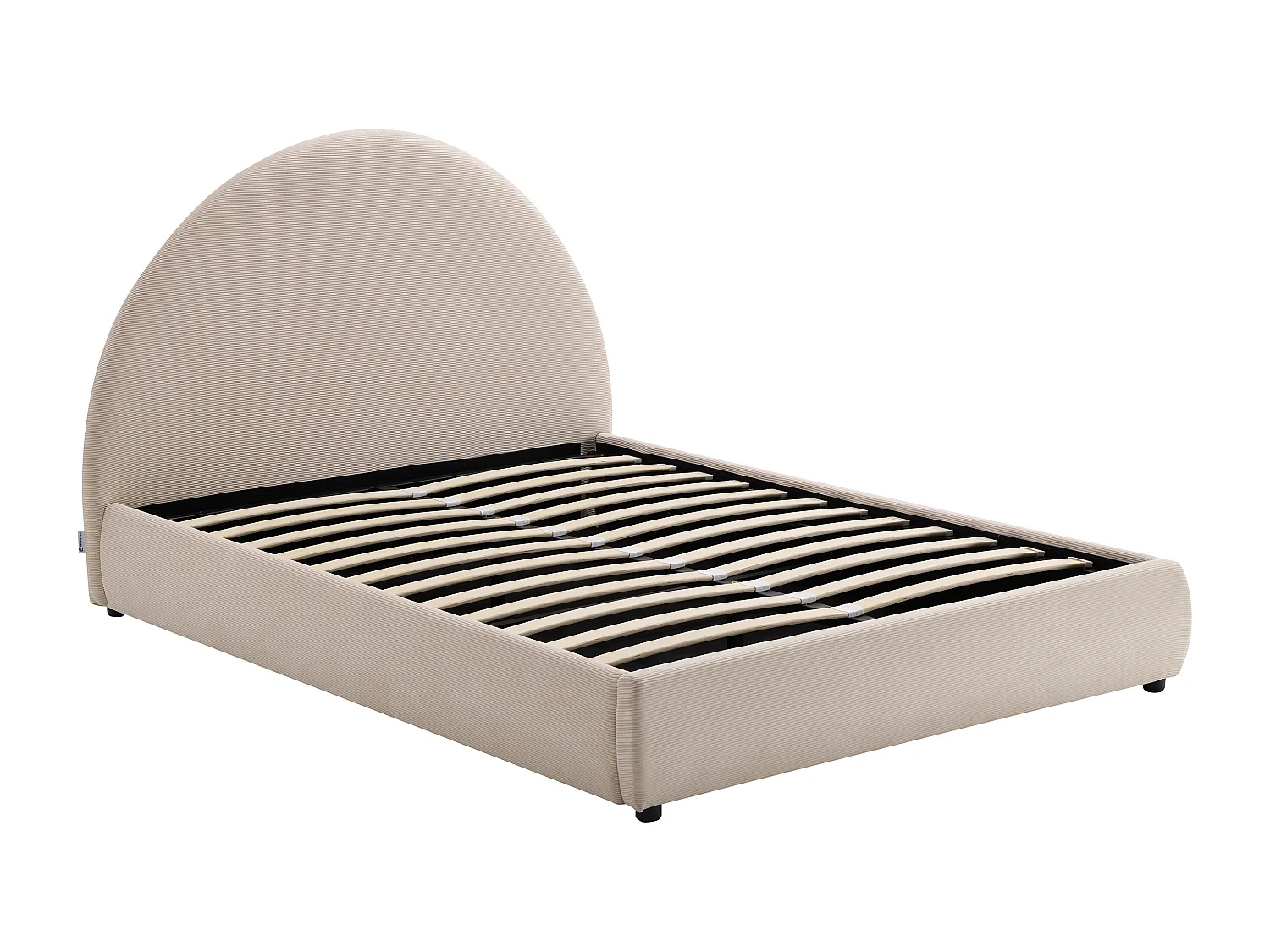 Lit coffre 140 x 200 cm - Velours côtelé - Beige - LIRIMO