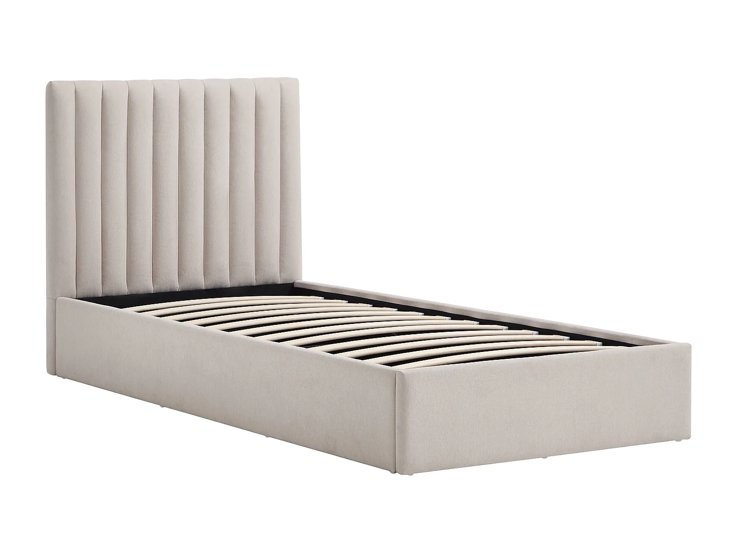 Lit coffre 90 x 200 cm – Tissu – Beige – SARANELI