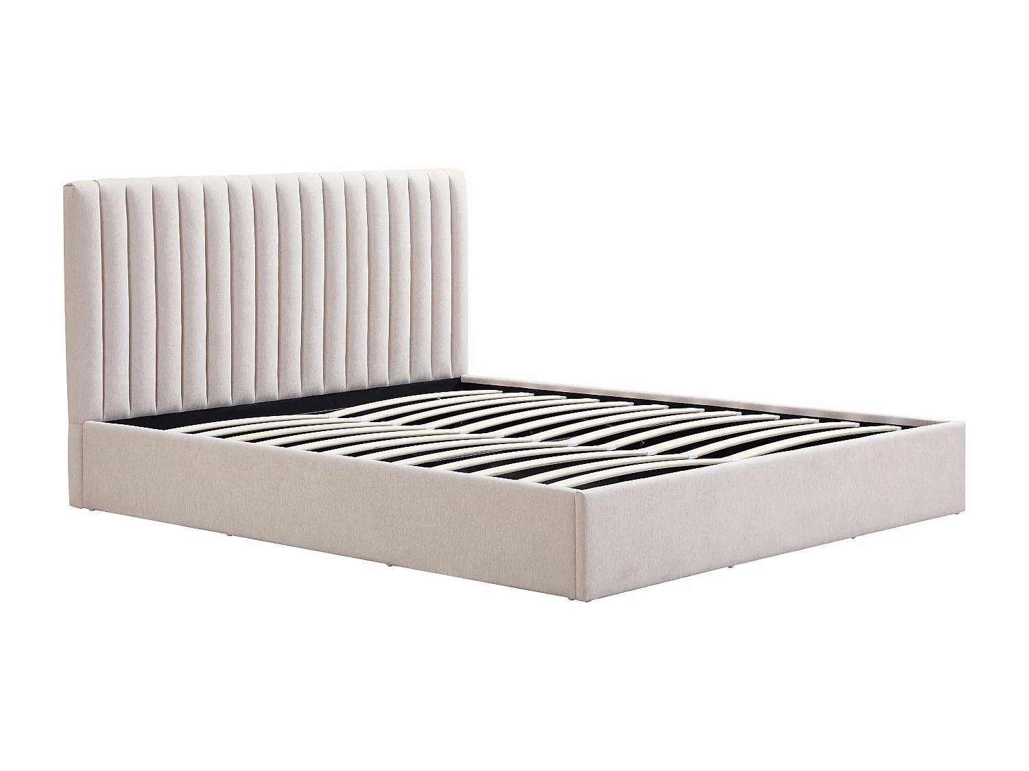 Lit coffre 140 x 200 cm – Tissu – Beige – SARANELI