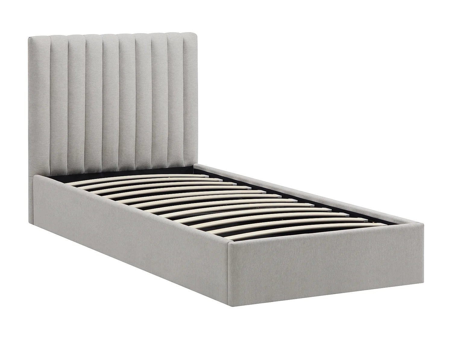 Lit coffre 90 x 200 cm – Tissu – Gris clair – SARANELI