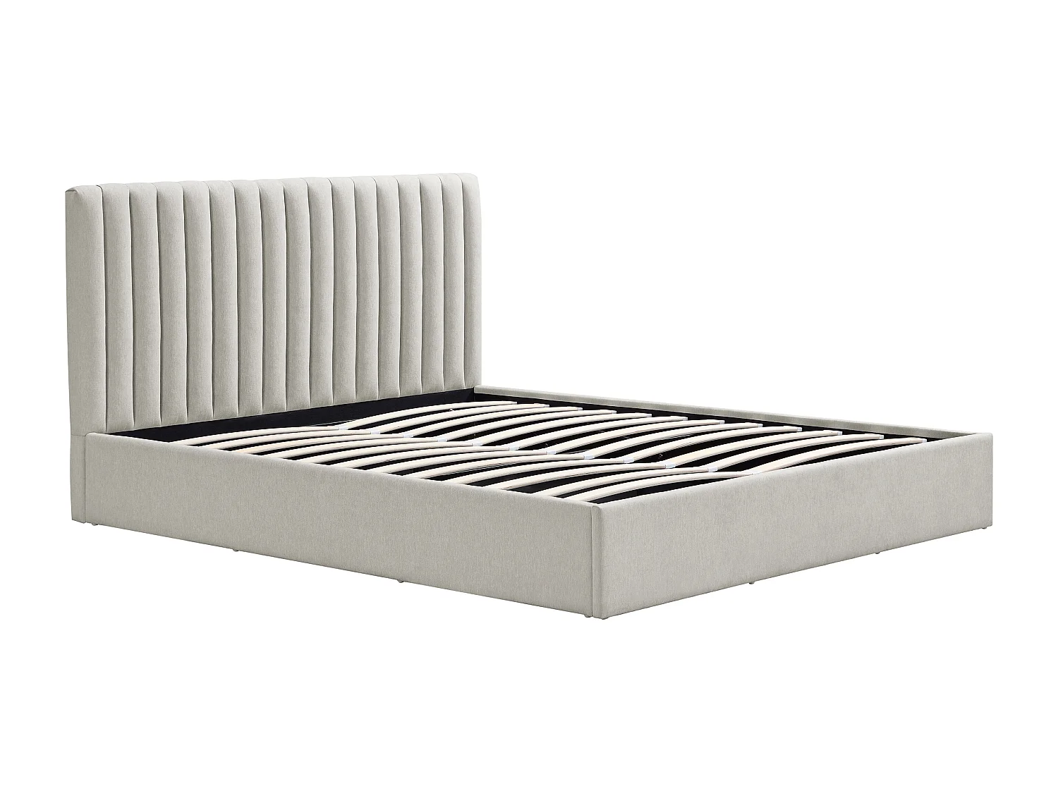 Lit coffre 140 x 200 cm – Tissu – Gris clair – SARANELI