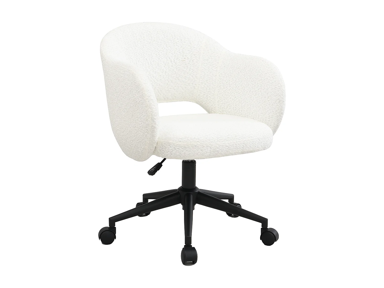 Chaise de bureau - Tissu bouclette - Blanc - ACACILIO