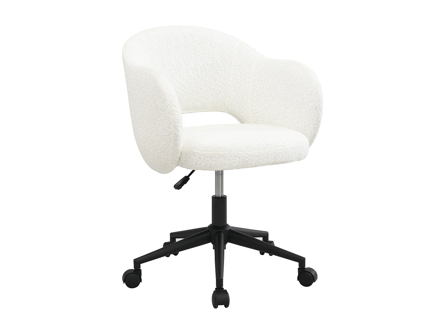 Chaise de bureau - Tissu bouclette - Blanc - ACACILIO