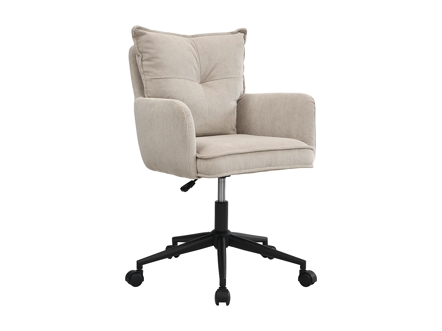 Chaise de bureau - Velours côtelé - Taupe et noir - Hauteur réglable - BATARU