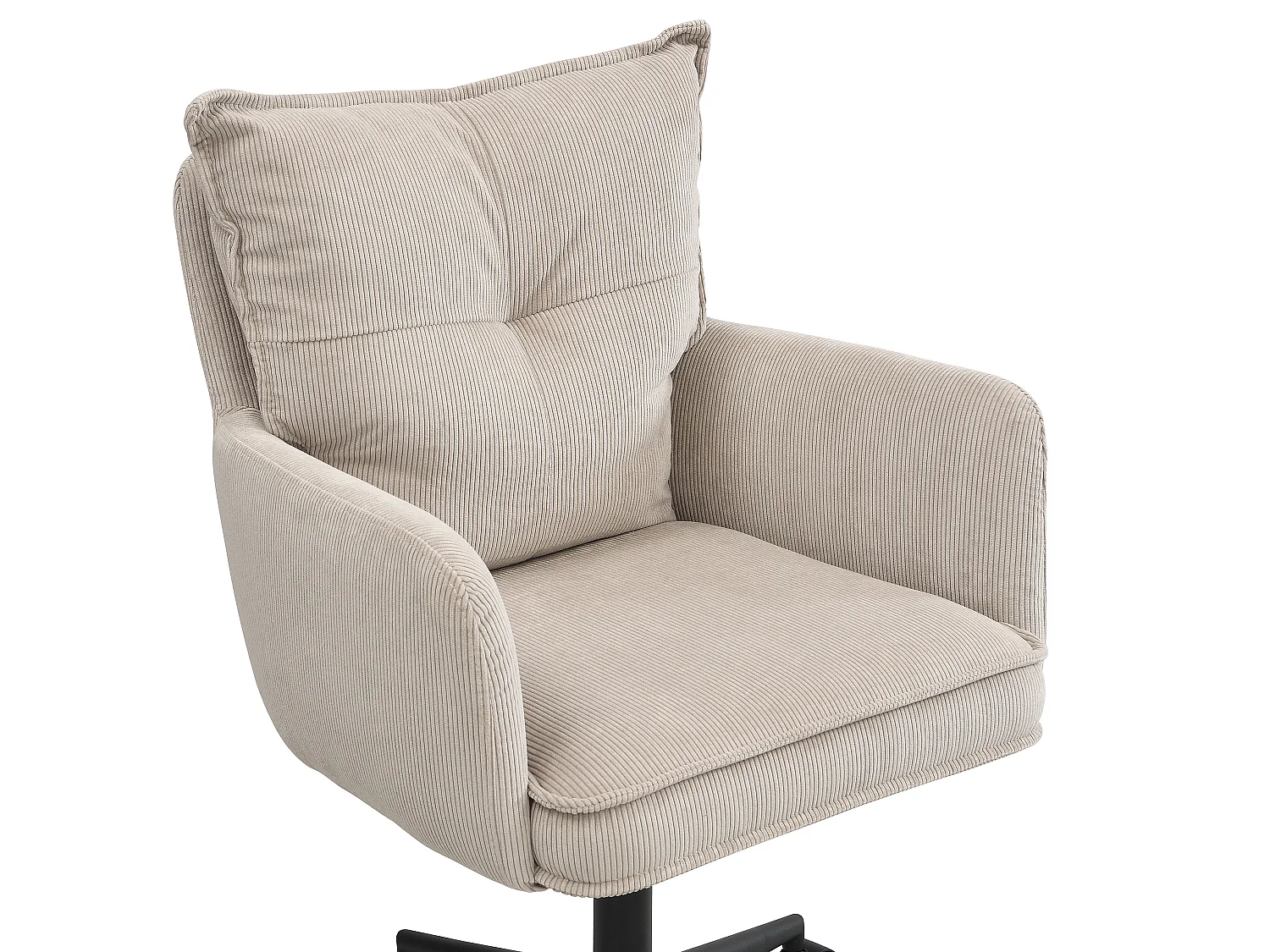 Chaise de bureau - Velours côtelé - Taupe et noir - Hauteur réglable - BATARU