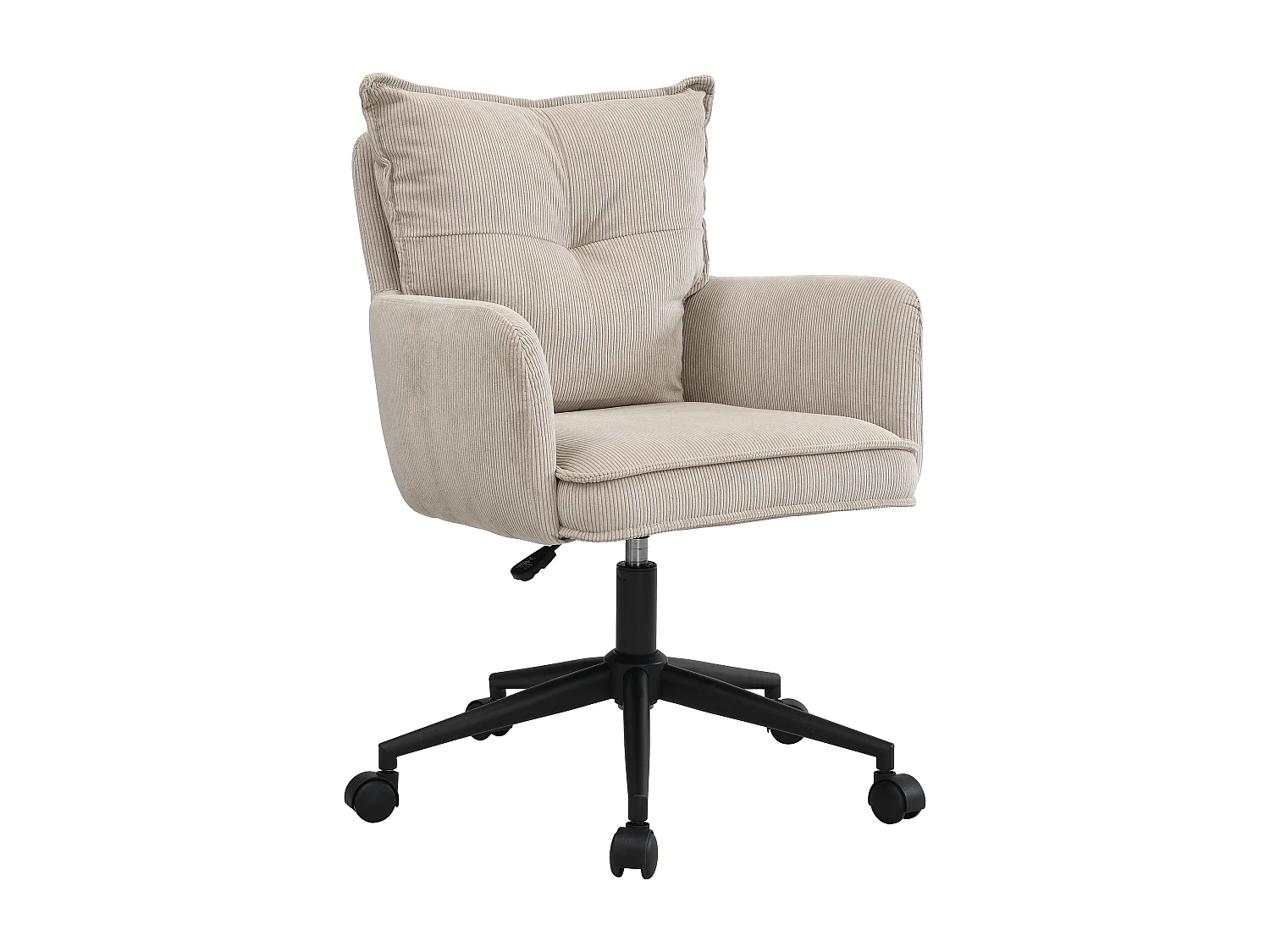 Chaise de bureau - Velours côtelé - Taupe et noir - Hauteur réglable - BATARU
