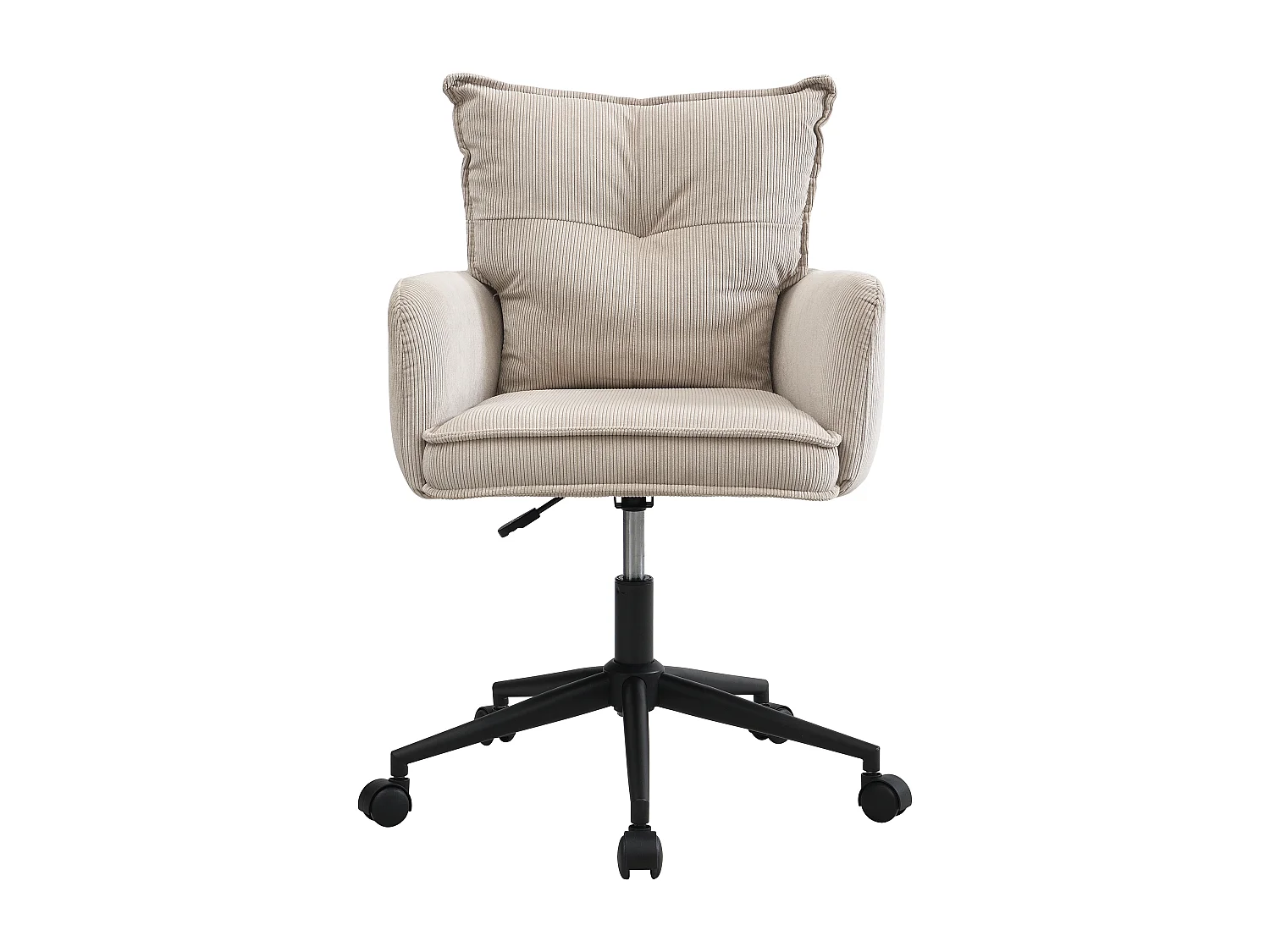 Chaise de bureau - Velours côtelé - Taupe et noir - Hauteur réglable - BATARU