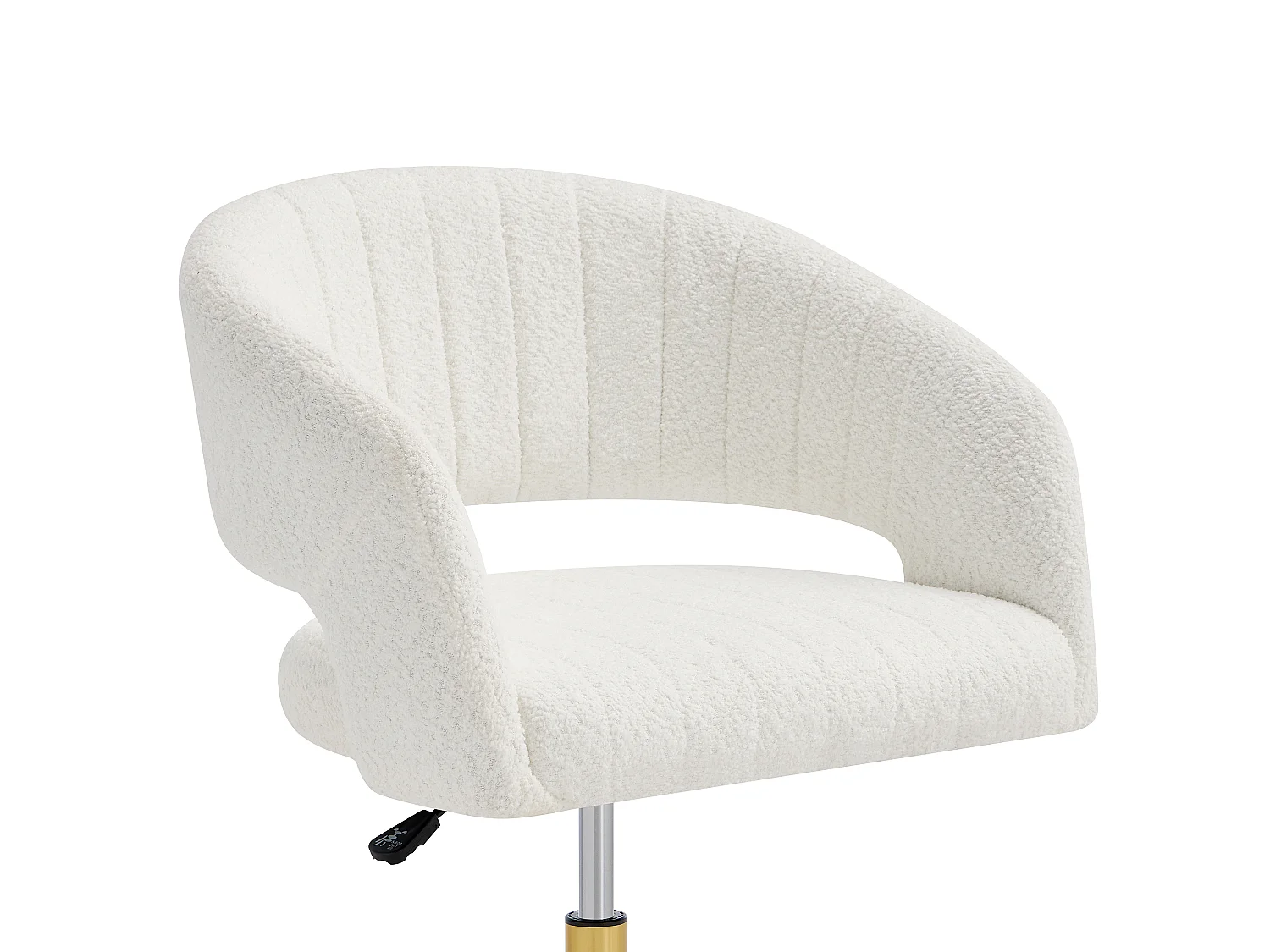 Chaise de bureau en tissu bouclette – Blanc et doré – Hauteur réglable – TIRIESI