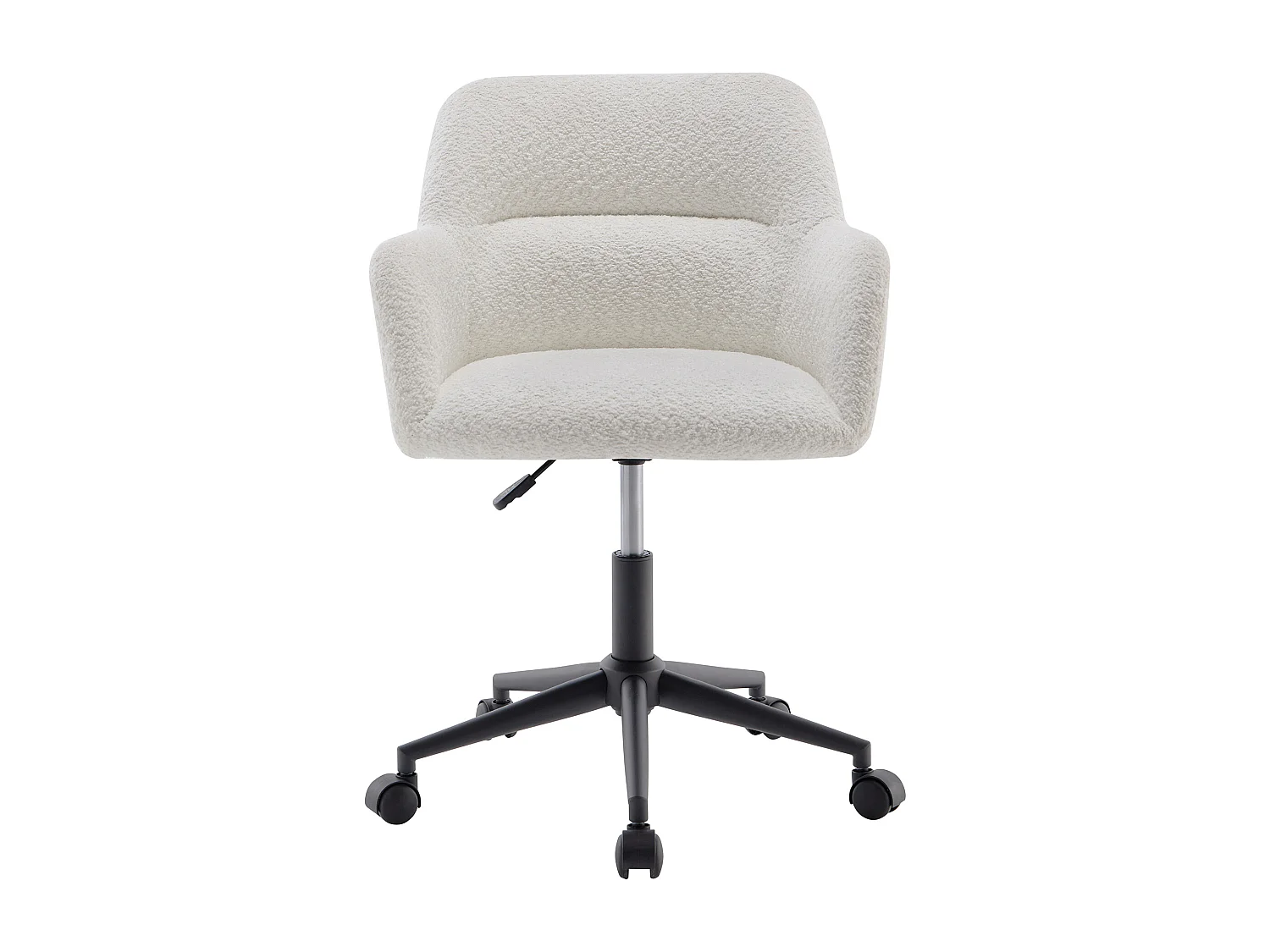 Chaise de bureau – Tissu bouclette – Blanc et noir – Hauteur réglable – HEKA