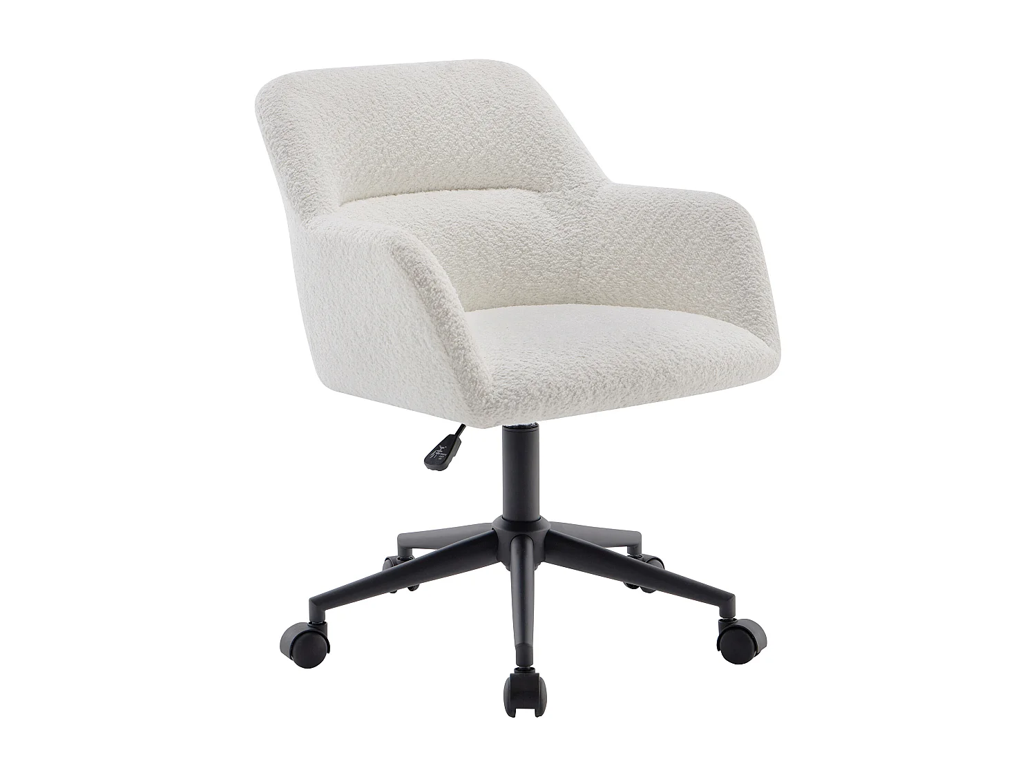 Chaise de bureau – Tissu bouclette – Blanc et noir – Hauteur réglable – HEKA
