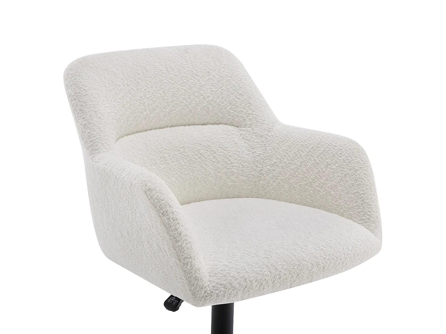 Chaise de bureau – Tissu bouclette – Blanc et noir – Hauteur réglable – HEKA