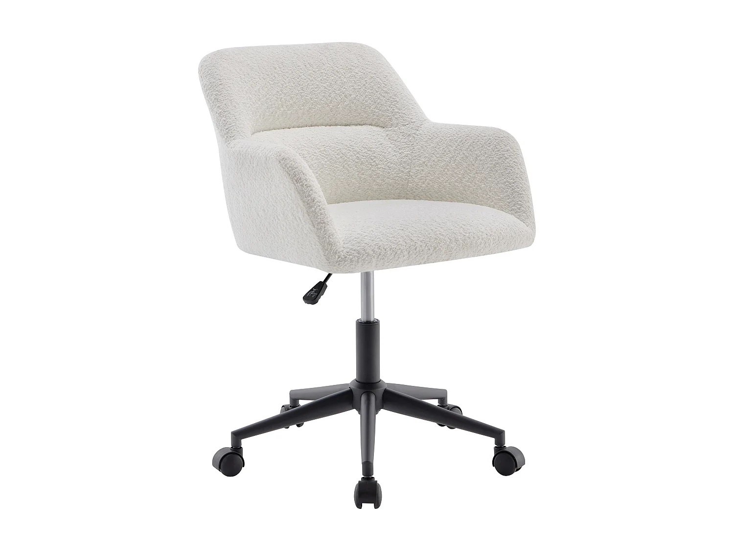 Chaise de bureau – Tissu bouclette – Blanc et noir – Hauteur réglable – HEKA