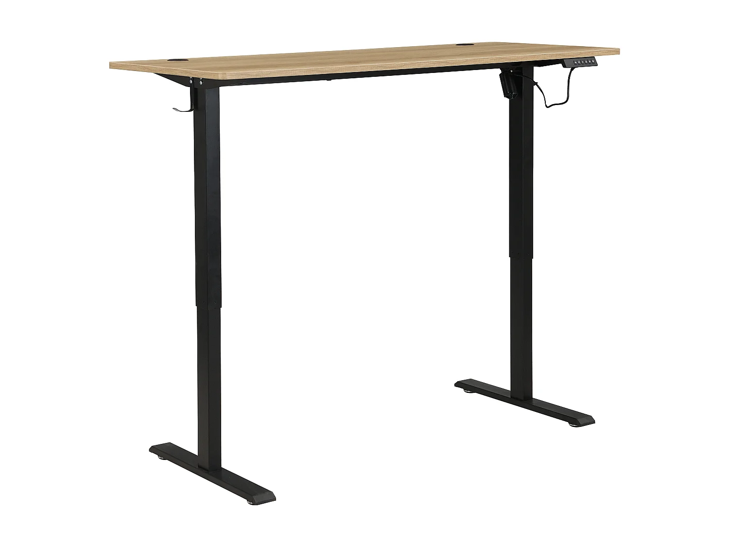 Bureau assis debout électrique – Hauteur réglable – Coloris : Naturel et noir – ELAVANO
