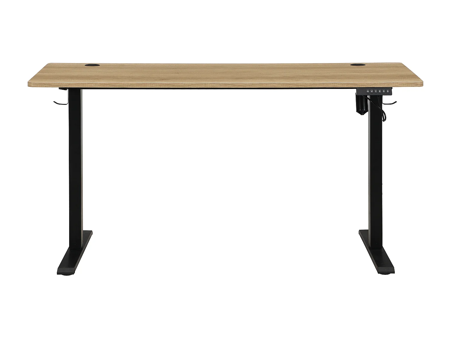 Bureau assis debout électrique – Hauteur réglable – Coloris : Naturel et noir – ELAVANO