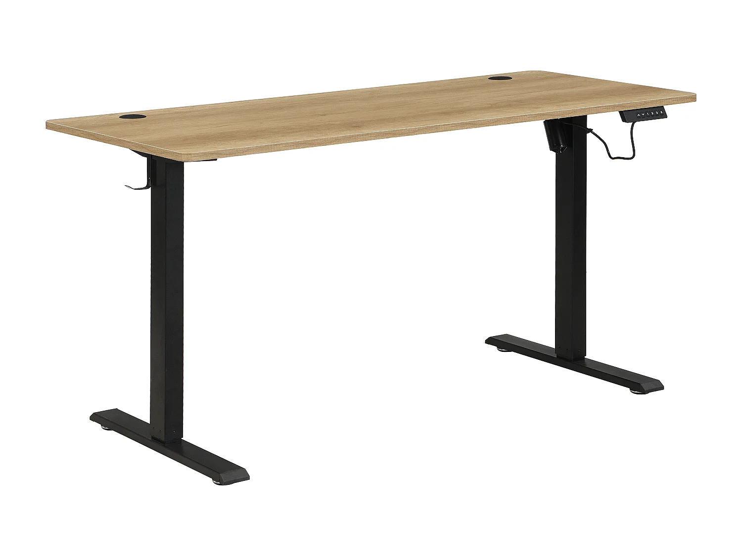 Bureau assis debout électrique – Hauteur réglable – Coloris : Naturel et noir – ELAVANO
