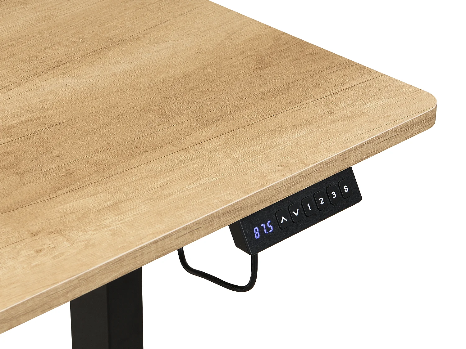 Bureau assis debout électrique – Hauteur réglable – Coloris : Naturel et noir – ELAVANO