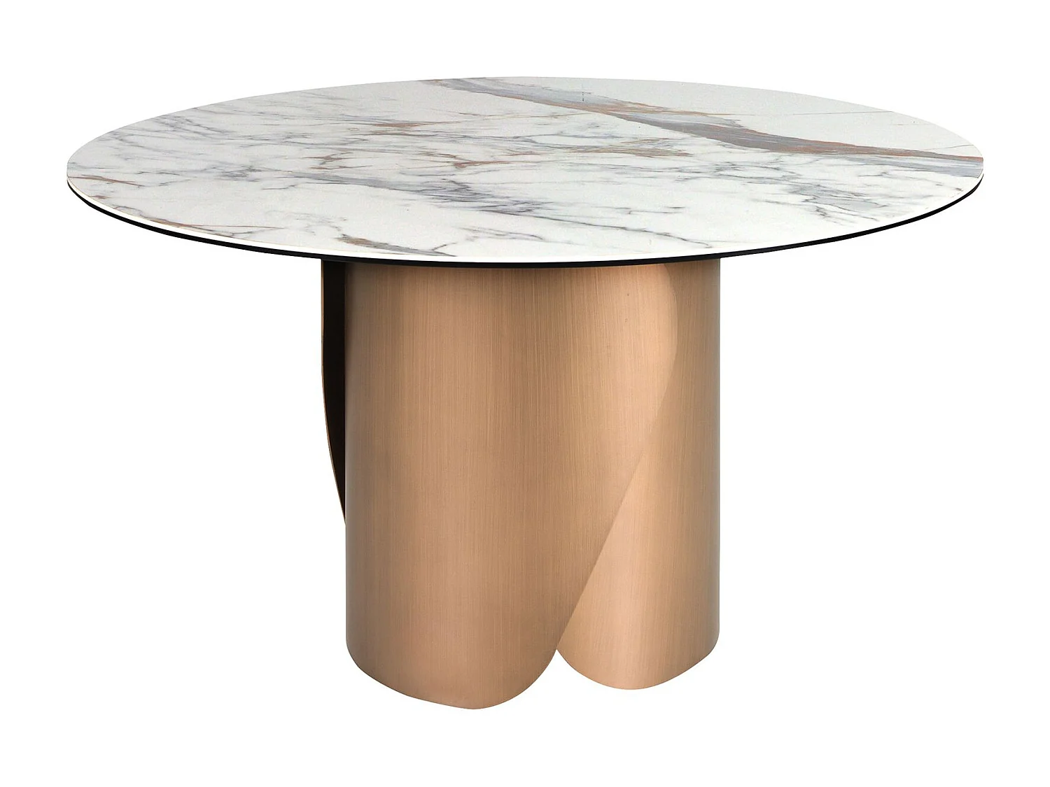 Ronde eettafel van porseleinen marmer en staal in bronskleur 1182 ANGEL CERDA