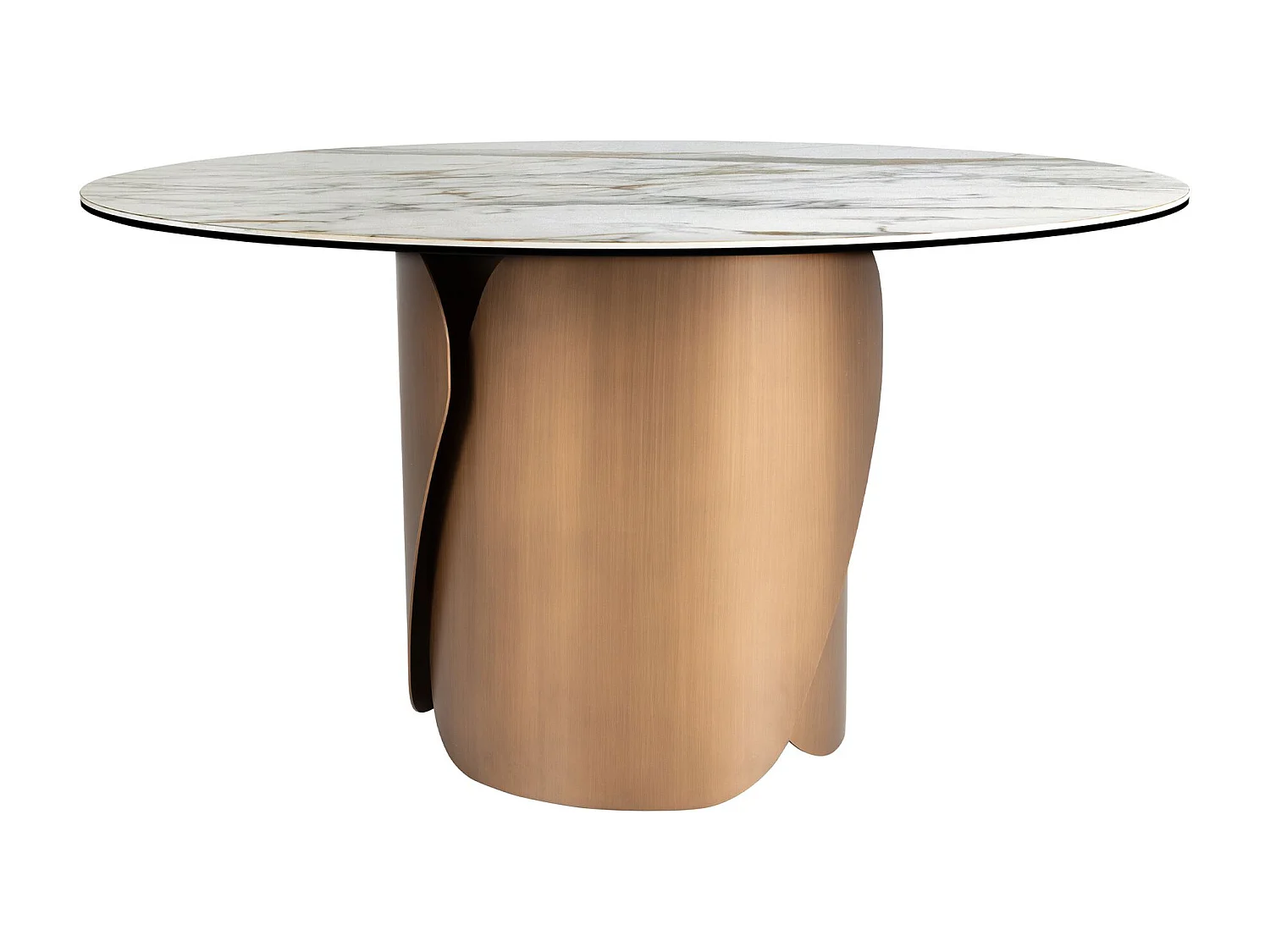 Ronde eettafel van porseleinen marmer en staal in bronskleur 1182 ANGEL CERDA