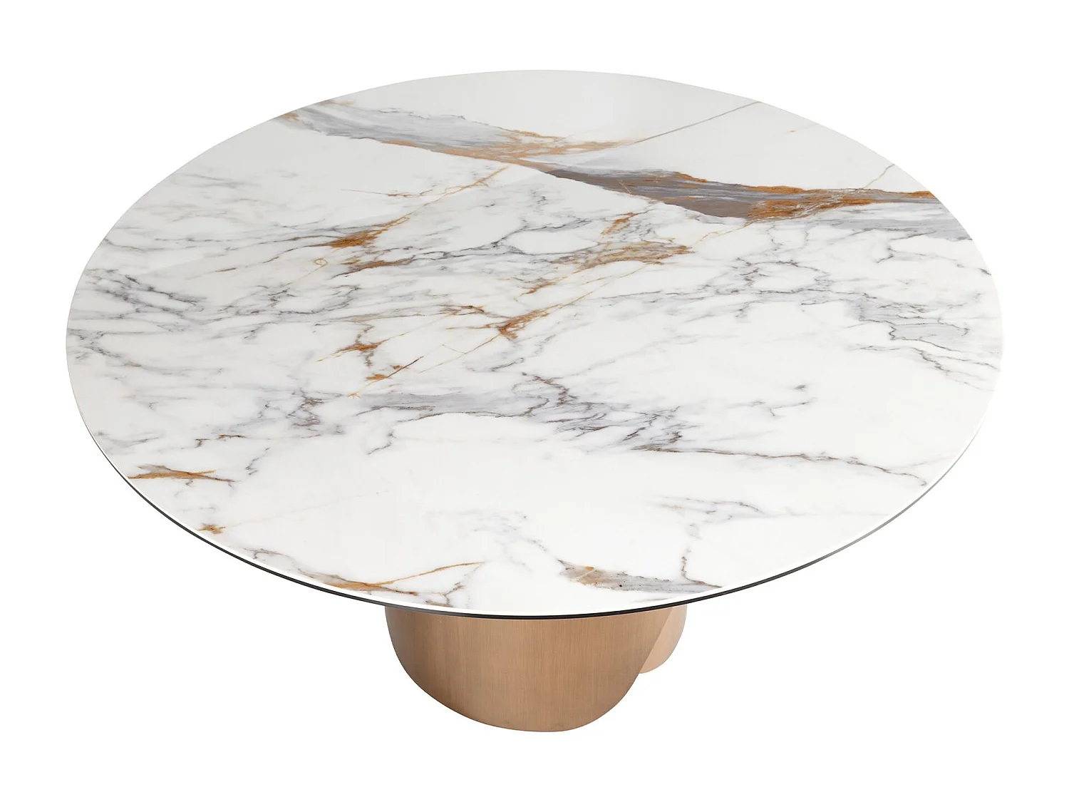 Ronde eettafel van porseleinen marmer en staal in bronskleur 1182 ANGEL CERDA