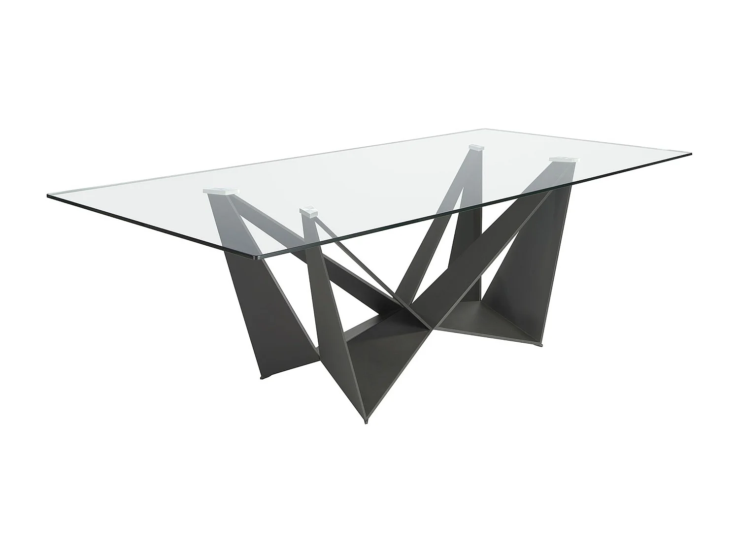 Table à manger rectangulaire verre trempé et acier noir 1128-200x95 ANGEL CERDA