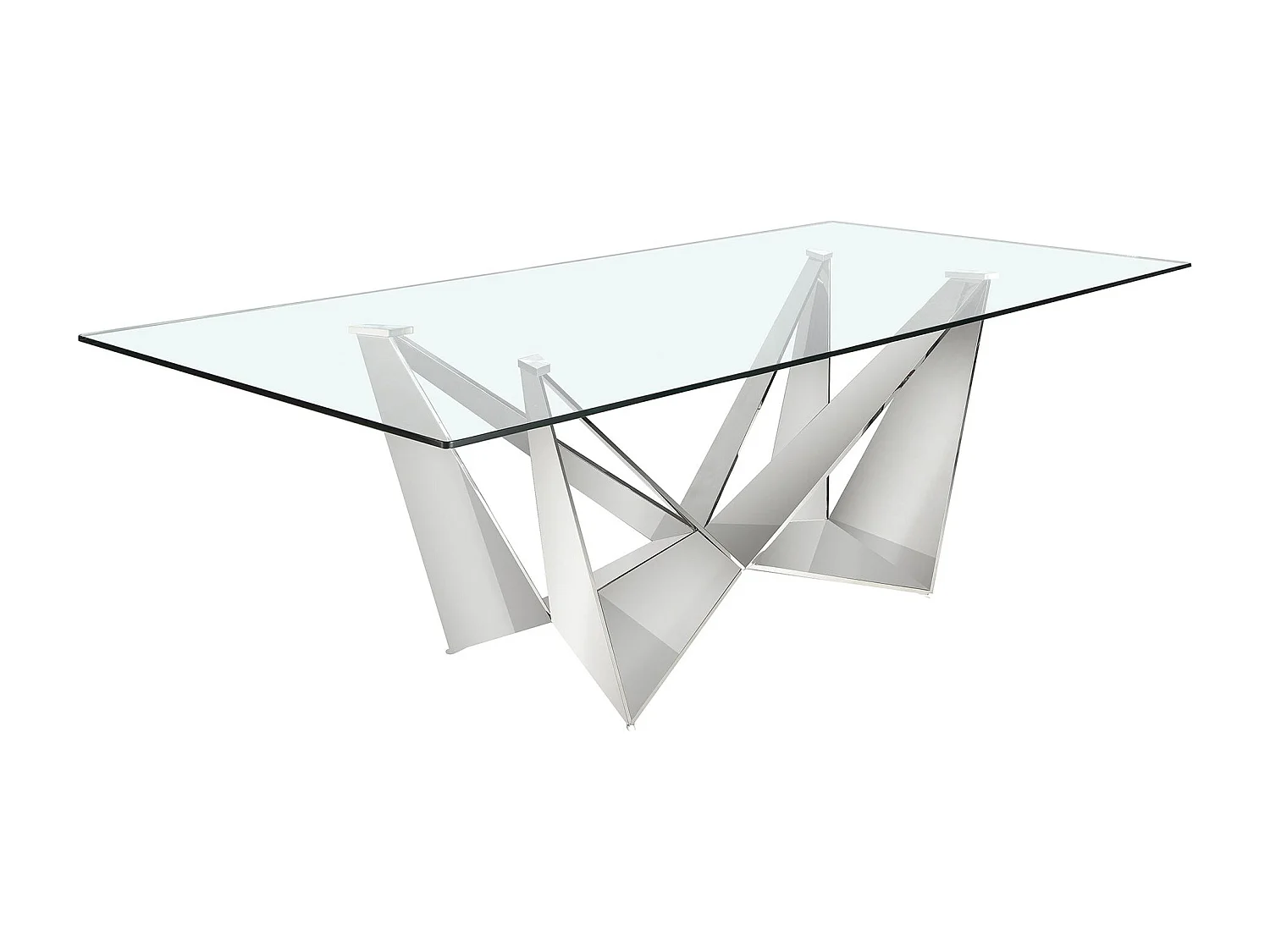 Table à manger rectangulaire verre trempé et acier chromé 1049-220x95 ANGEL CERDA
