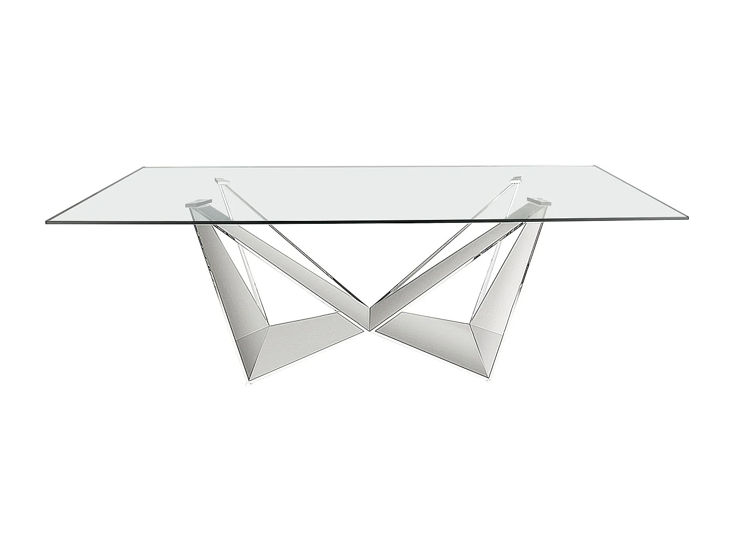 Table à manger rectangulaire verre trempé et acier chromé 1049-220x95 ANGEL CERDA