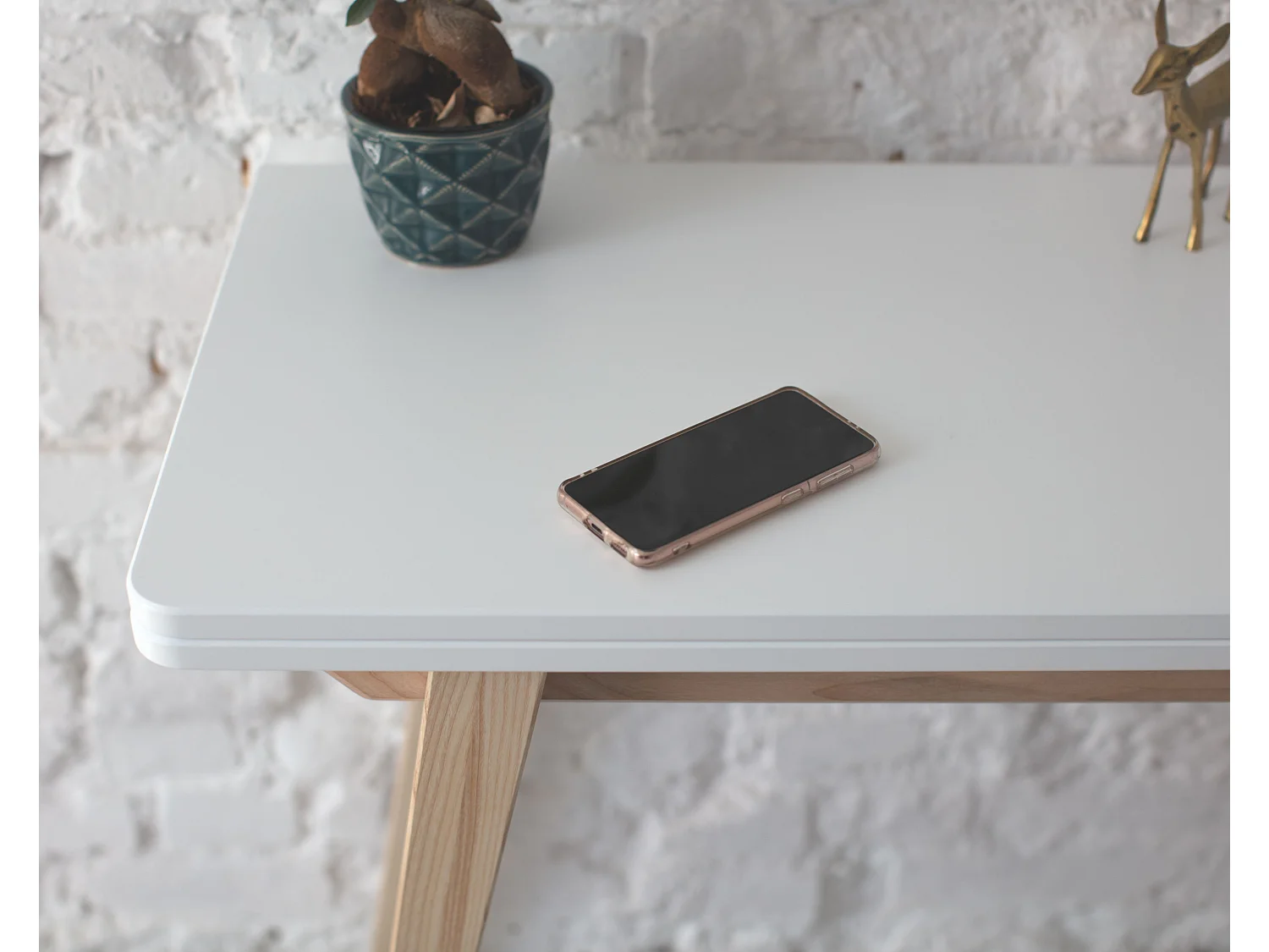 Petite console extensible 45 x 90 cm Envelope Vert Sauge | Pieds en frêne