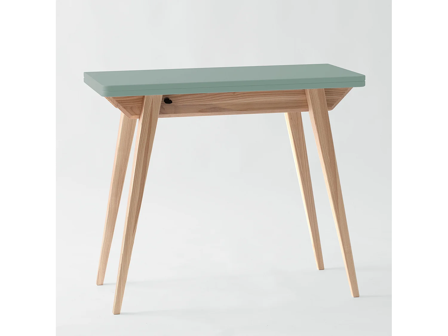 Kleiner ausziehbarer Konsolentisch 45 x 90 cm Envelope Salbeigrün | Beine aus Eschenholz