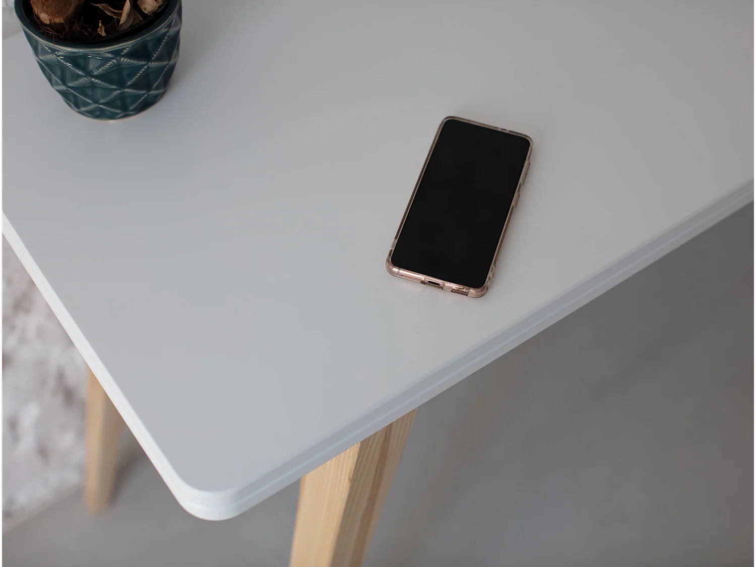 Petite console extensible 45 x 90 cm Envelope Blanc Craie | Pieds Chêne