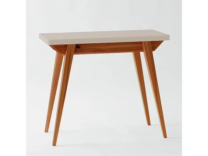 Petite console extensible 45 x 90 cm Envelope Beige Brun | Pieds Chêne