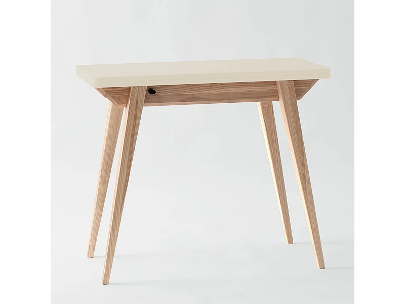 Petite console extensible 45 x 90 cm Envelope Blanc Craie | Pieds en frêne