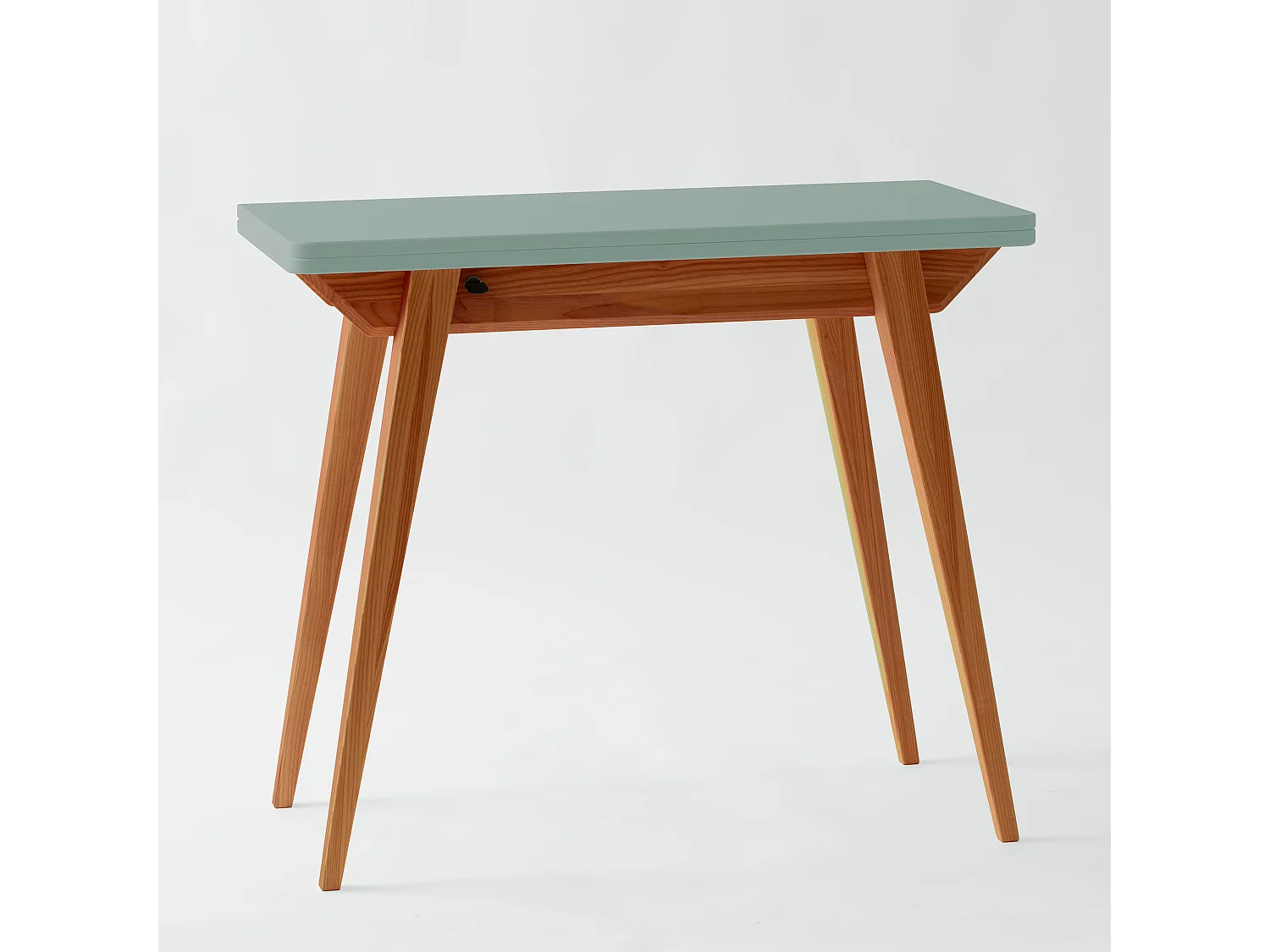 Petite console extensible 45 x 90 cm Envelope Vert Sauge | Pieds Chêne