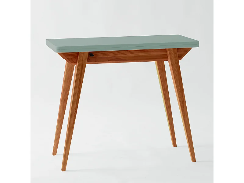 Petite console extensible 45 x 90 cm Envelope Vert Sauge | Pieds Chêne