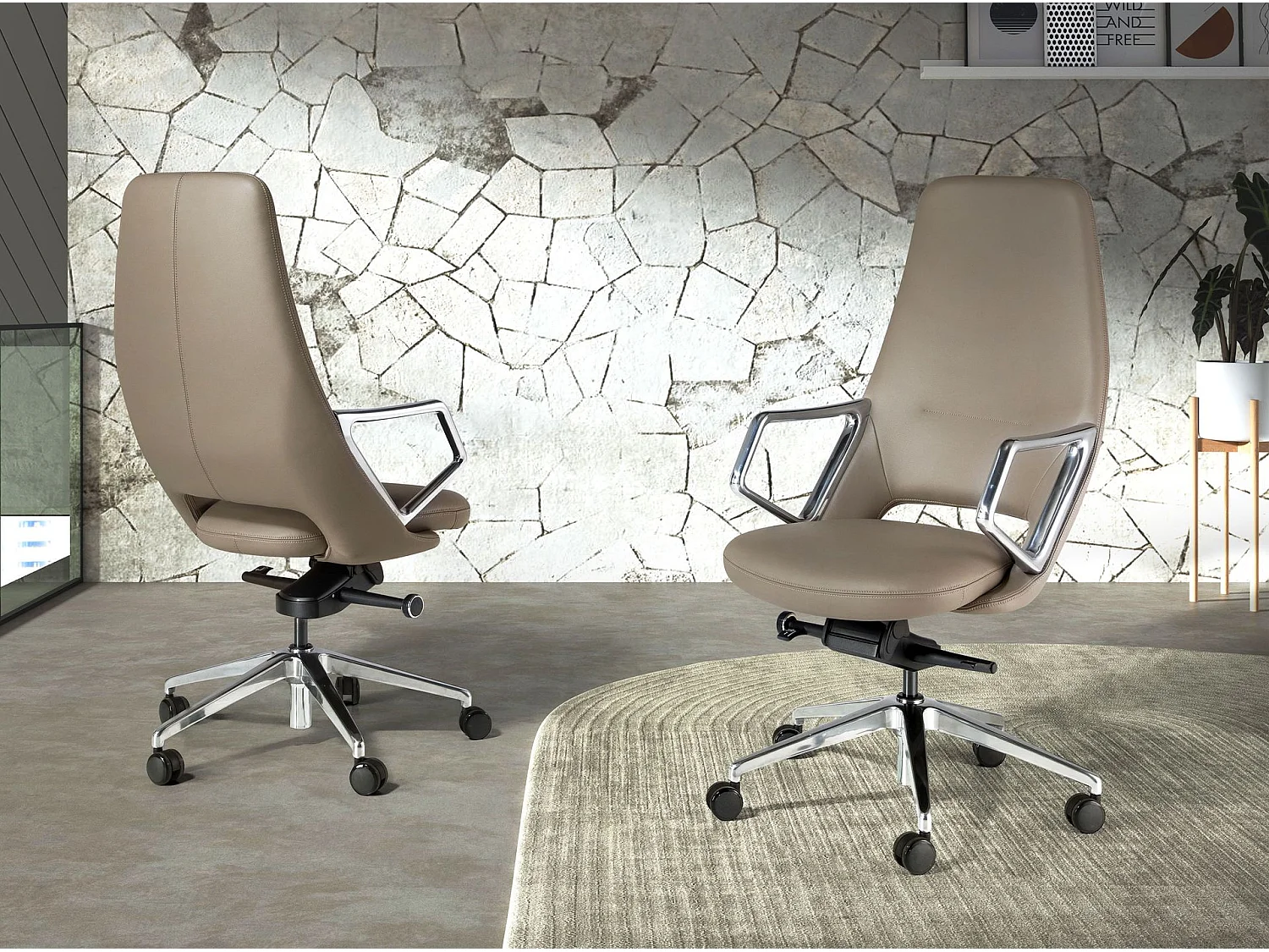 Fauteuil de bureau pivotant en similicuir gris 4217 ANGEL CERDA