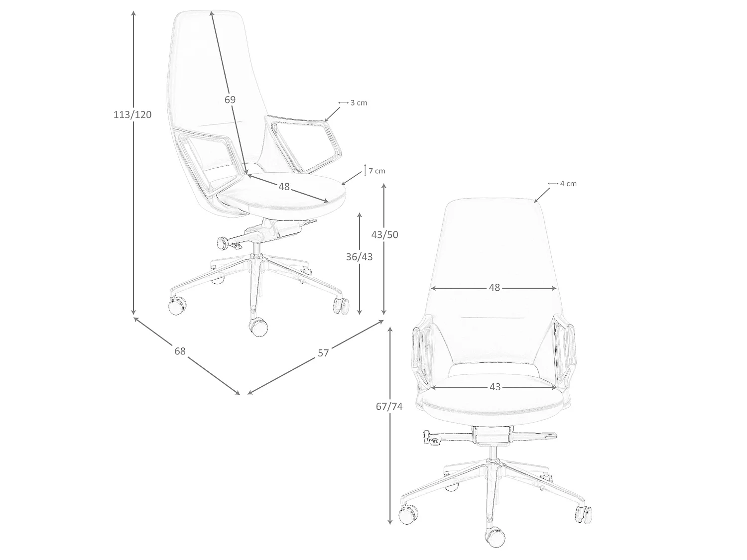 Fauteuil de bureau pivotant en similicuir gris 4217 ANGEL CERDA