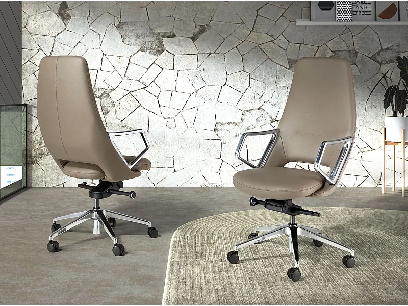 Drehbarer Bürostuhl aus grauem Kunstleder 4217 ANGEL CERDA