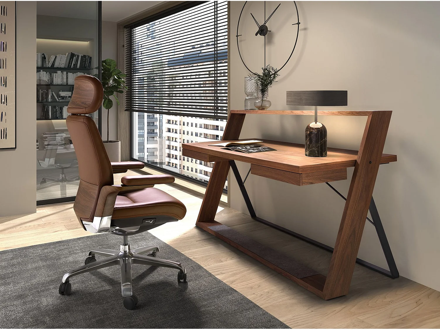 Fauteuil de bureau pivotant en similicuir marron 4211 ANGEL CERDA
