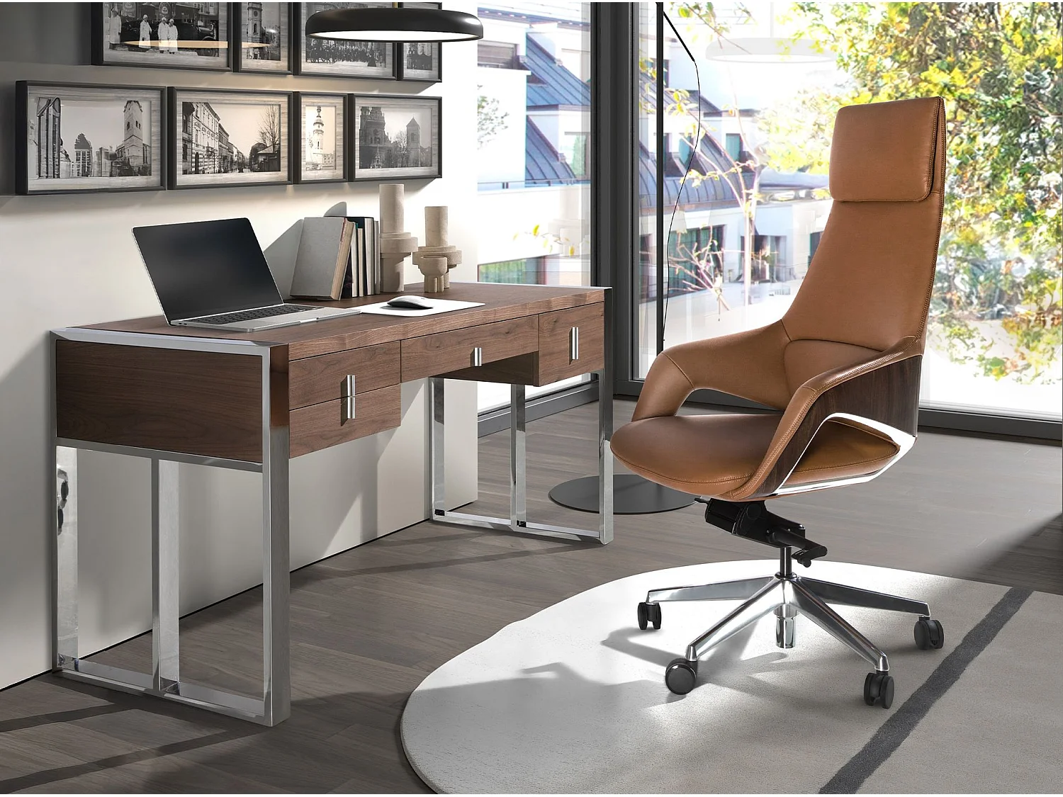 Fauteuil de bureau pivotant en similicuir marron 4209 ANGEL CERDA